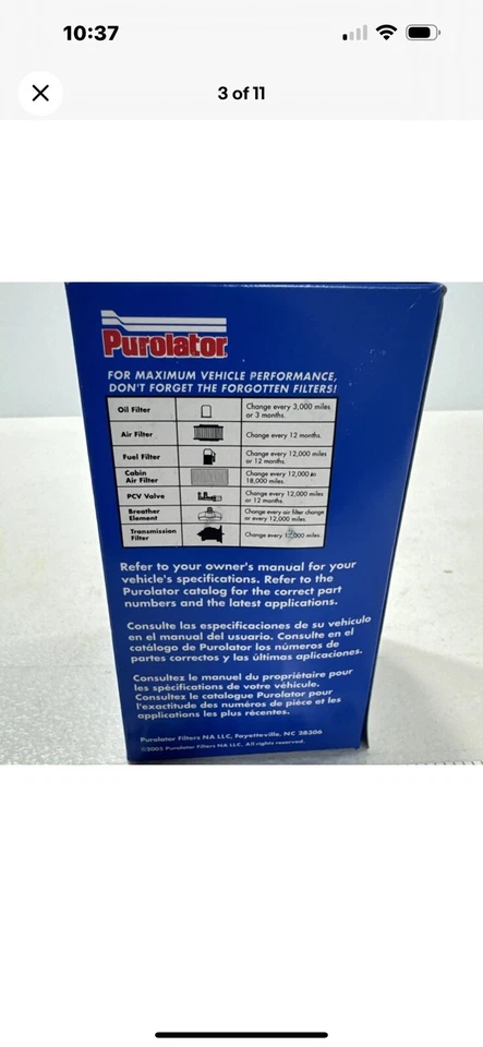 Filtro de combustible Purolator F54714 6 filtros totales Foto 3 de 4