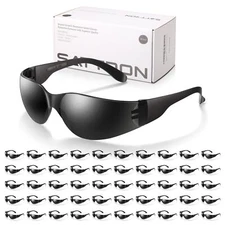50 Pack of Tinted Safety Glasses, Scratch & Impact Resistant Protective Eyewe...