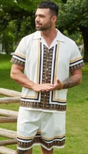 Shein 2PCS Set Men Shirt  Drawstring Waist Shorts XL