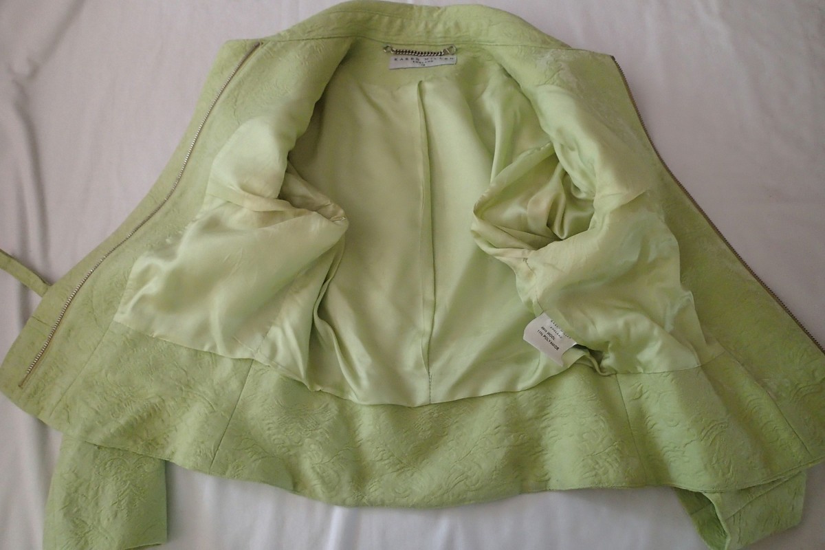 【Karen Millen】ジップ ロングライン ジャケット karen millen england coat jacket,sz 10,green,wool blend,zip