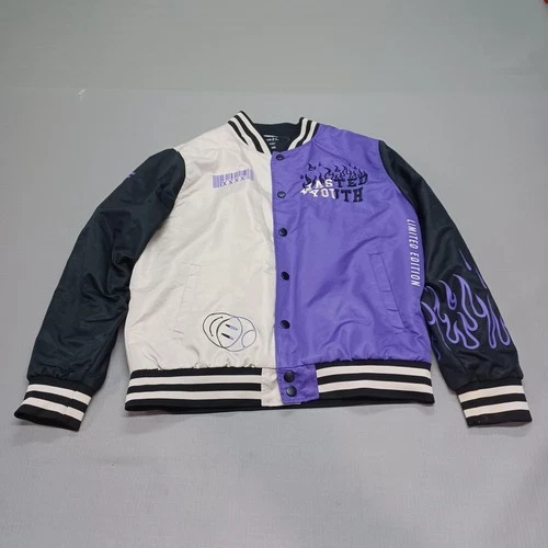 Rue21 Jacket Mens Small Black Purple Varsity Lined Wasted Youth Limited Edition - product listing photo