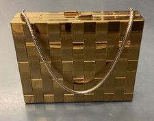 Vtg Woman's Evening Purse Makeup Carrying Case Gilt MCM ds17