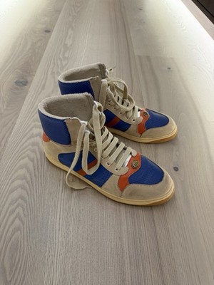 Men Gucci High Top Sneakers Blue Red Suede Leather Size 11 US - Unique Vintage