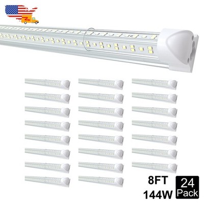 24 Pack T8 Integrated 8Ft Led Tube Light Bulbs 144W Plug in and Play 8 Foot Led