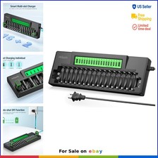 Battery Charger 16 Bay AA AAA 9V Fast Charging NiMH NiCD Rechargeable LCD
