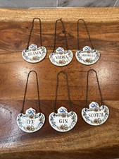 Vintage Lot Of 6 Crown Staffordshire Bone China Liquor Bottle Tags