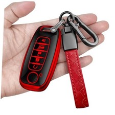 for Nissan Key Fob Cover with Keychain Soft Full Protection Key 5 Buttons Red