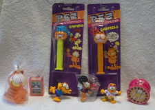 Lote Garfield De Colección - 2 Dispensadores PEZ - Llavero con Tarjetas de Mazo - YoYo - Imán - 2PVC