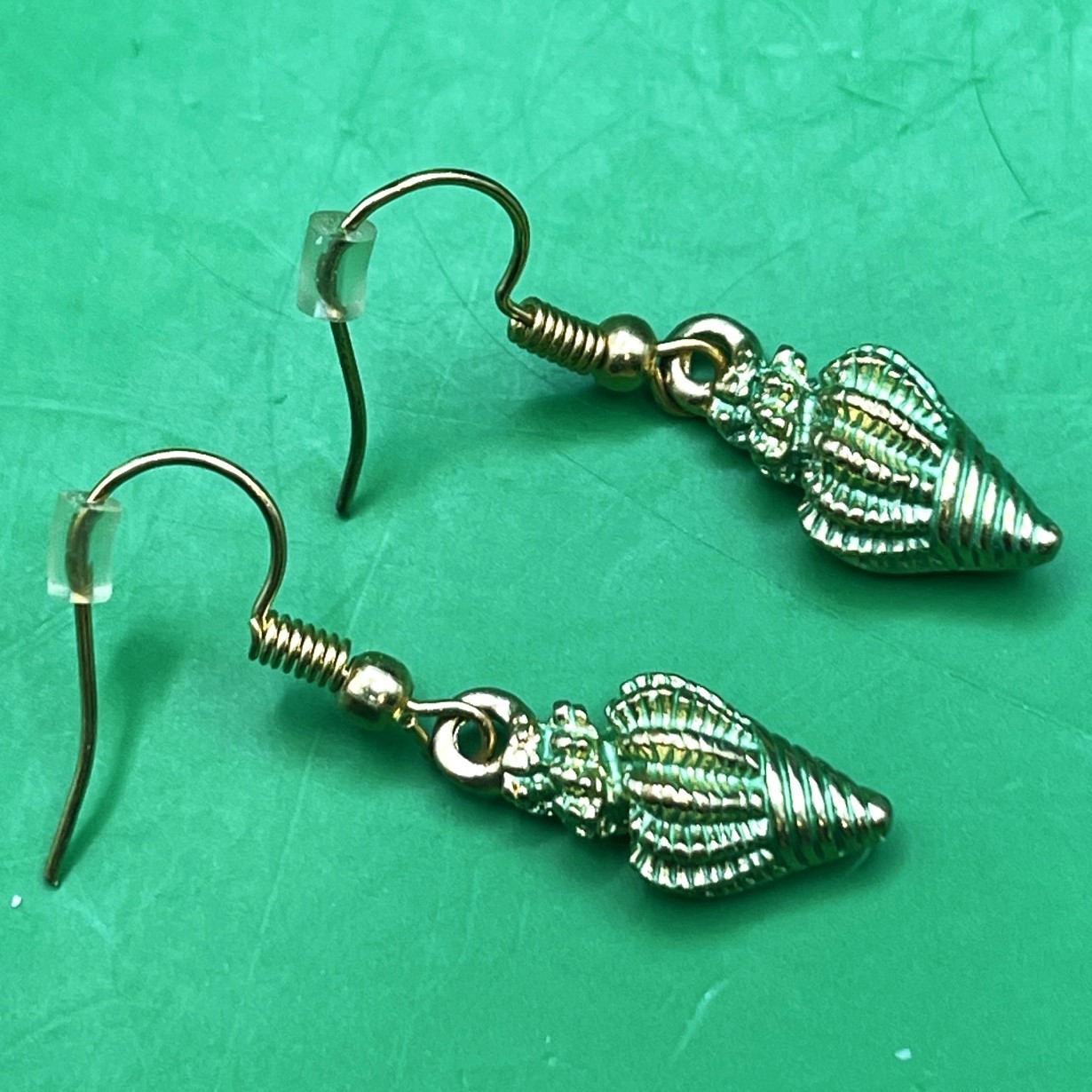 Handmade Conch Shell Earrings Dangle Drop Gold To… - image 1