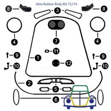 VW-Karmann Ghia Body Rubber Kit - 1972 to 197...