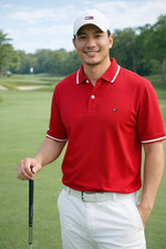 Tommy Hilfiger Polo Luxury Fitted Shirt Mens Large Red Classic Logo Cotton NWT