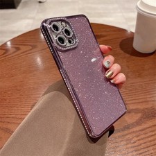 Glitzer TPU Hülle mit Diamanten für iPhone 14 Pro Max Farbe Lila