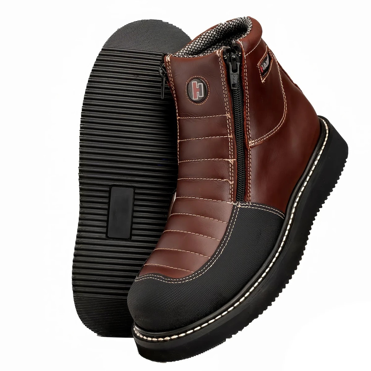 Hammer Force HM-338 Mens Wine Leather Dual Zipper Comfort Work Boots Sz 7 US HAMMER 338 WINE Men main image 2