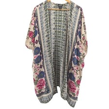 Angie Floral Print Kimono Boho Short Sleeve Lightweight Western Festival Cottage