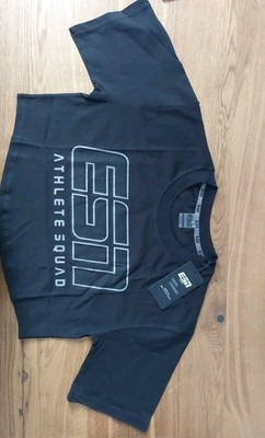 ESN Damen Crop T-Shirt Schwarz M, Baumwolle, Kurzarm, Print, Sommer, Freizeit