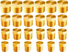 WHK 24 PCS Brass Hex Pipe Plug Fittings NPT Male 1/8",1/4",3/8",1/2", Copper 