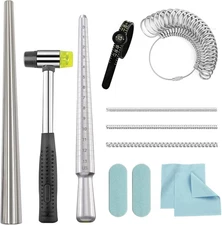 Metal Ring Sizer Tool Kit with Mandrel and Mallet for Jewelry Repair