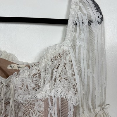 lace tulle mini dress Hilma Neutral Sequined Floral Tulle Mini Dress, M / Neutrals