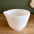 Pyrex Hamilton Beach Milk Glass Ribbed Mixing Bowl w/ Spout  Vintage