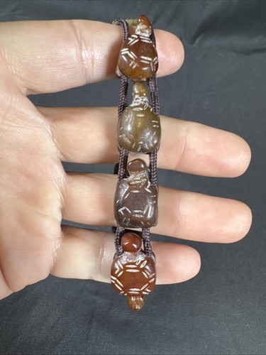 ✨Genuine Gemstone Beaded Stretch Bracelet Lot Of 4 W/ 2 Non Adjustable Carved✨ - Picture 7 of 9