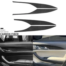 4Pcs Real Carbon Fiber Interior Door Handle Panel Cover For Cadillac CTS 2014-19