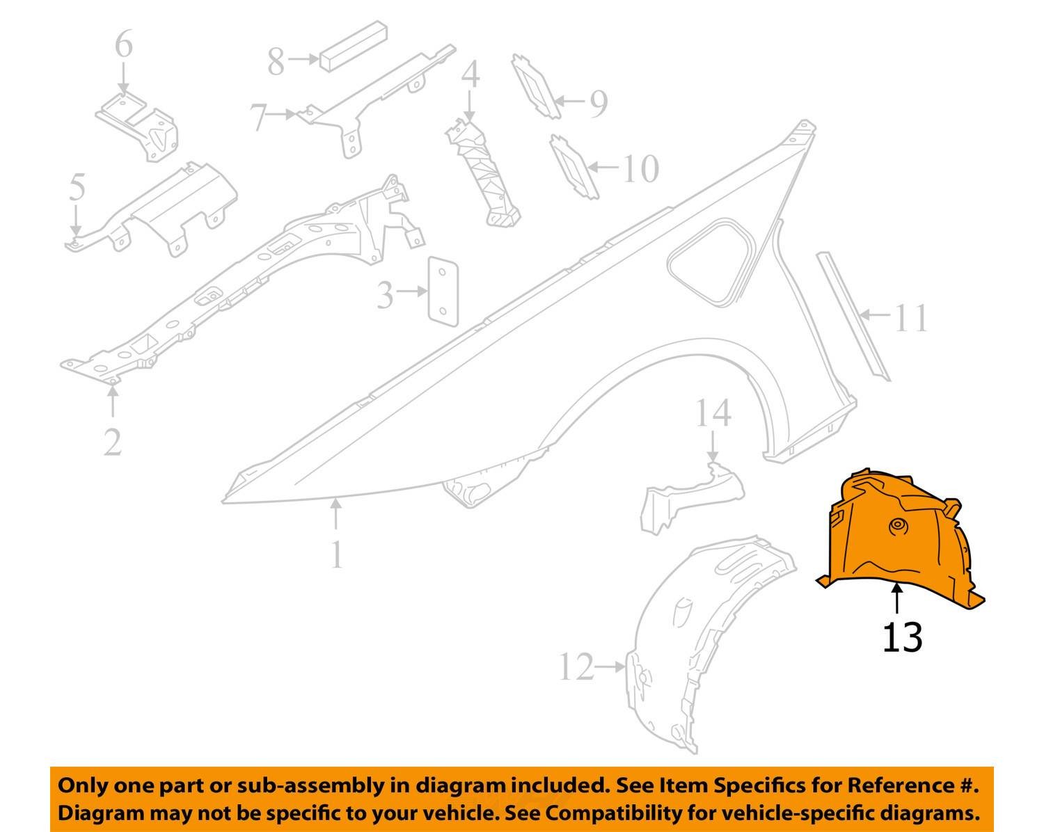 BMW i8 I12 I15 Front Left Rearward Fender Liner Splash Guard 2014 - 2020 OEM