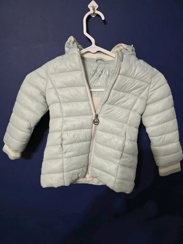 Giacca imbottita con cappuccio per bambini Michael Kors verde taglia 2T cappotto invernale caldo