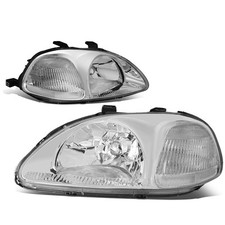 For 96-98 Honda Civic Ekejem Chrome Housing Clear Corner Headlightlamp Set