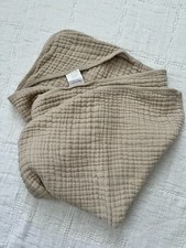 Yoofoss Hooded Muslin Baby Towel Beige 26x26 Cotton Hooded Bath Towel Neutral