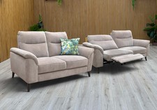 Furniture Village ‘Morgan’ 3 + 2 Seater Sofa Nutmeg Power Recliner Linen Fabric