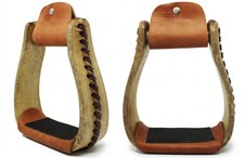 Horse Western Rawhide Covered Aluminum Saddle Roper Stirrups Tack 51175