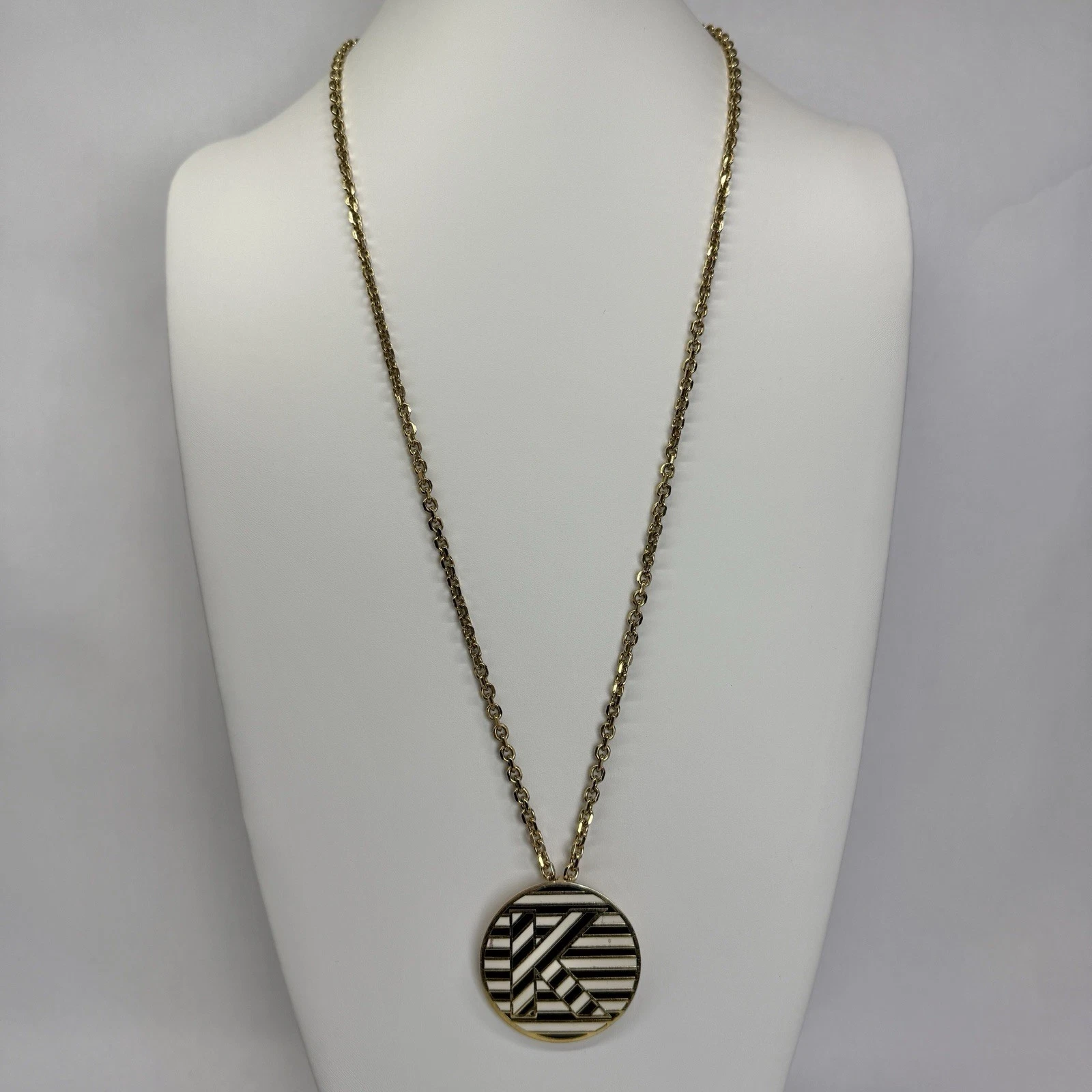Kate Spade’s Saturday Initial K Black & Gold Tone Vintage Necklace Jewelry N250