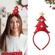 Christmas Headbands Green Glitter Christmas Tree Hair 1 Count Pack of 1 Red