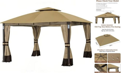 #ad Replacement Cover Compatible with SUNJOY Crestfield 11X13 Gazebo Models Beige $136.99