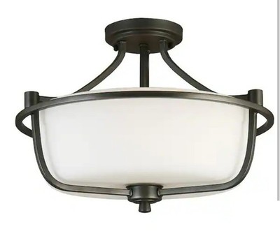 15'' 3 Light Frosted Glass Dimmable Simi Flush Ceiling Fan 202904A