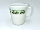 Vintage HOLLY DAYS Christmas Wreath CORNING Corelle Milk Glass Coffee Cup Mug