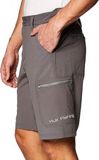 HUK MEN'S NEXT LEVEL QUICK-DRYING PERFORMANCE FISHING SHORTS SIZE: M - CHARCOAL