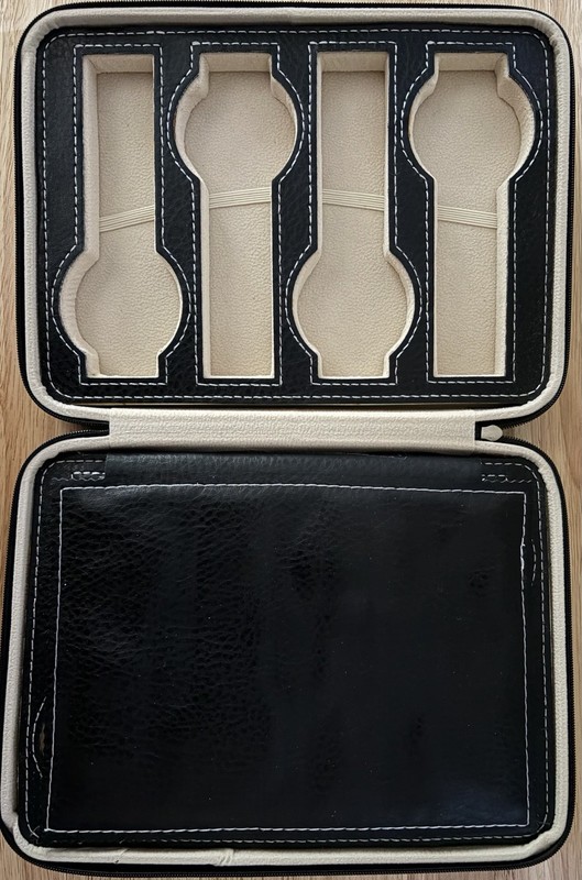 Eight 8 Slot Leather Watch Travel Case — Black