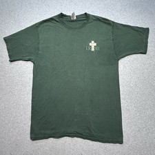 Vintage Irish Cross Embroidered Green TShirt Mens Size Large