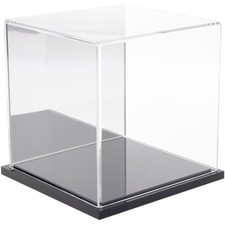 Plymor Clear Acrylic Display Case with Black Base Mirror Back , 6" x 6" x 6"