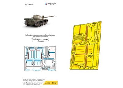 PE Detail Set Mudguards for scale model T 62 Zvezda 1:35