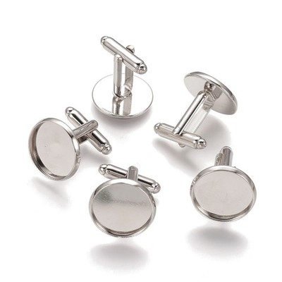 Pandahall 20pcs Brass Men's Cufflinks Cuff Button one size, Platinum