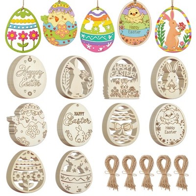 100 Pcs Wooden Eggs for Crafts Wooden Easter Eggs to Paint Ornaments Hanging Dec