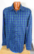 Robert Graham Men's Large Blue Geometric Button Down Shirt Flip Cuffs 