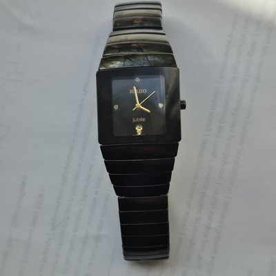 Rado DiaStar Jubilé Black Ceramic Titanium Wristwatch Diamond Markers Date