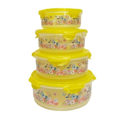 LocknLock 4-Piece Nestable Spring Printed Food Canisters Storage K310148 YELLOW