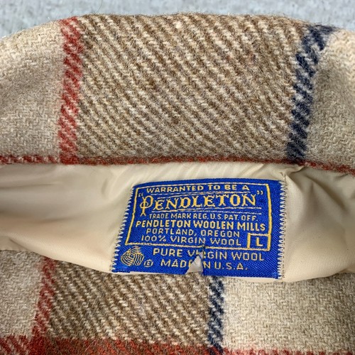 VTG 60s Pendleton Heavy Wool Plaid Flannel Button Shirt Jacket Shacket Size L - Picture 3 of 11