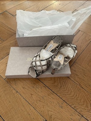 Jimmy Choo High Heel Vintage Mules Python Schwarz Grau Weiß Gr. 37