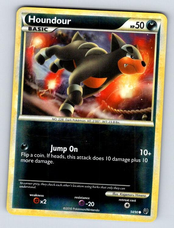 Houndour 54/90 Common HGSS Undaunted Pokemon Reverse Holo Near Mint