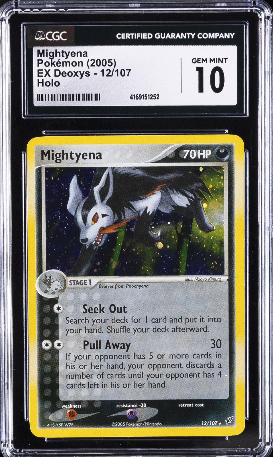 2005 POKEMON EX DEOXYS #12 MIGHTYENA-REVERSE FOIL CGC 10 GEM MINT